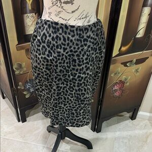 CAbi Black and Tan Leopard Pencil Skirt